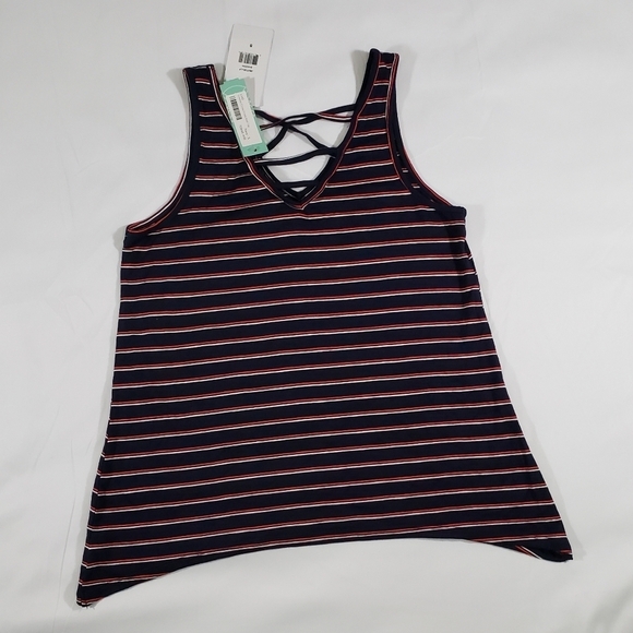 New Stitch Fix LUQ Emmie Cross Front Knit Red White Navy Blue Tank Top Size Smal - Picture 8 of 8